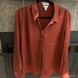 Express blouse, never worn, beautiful burnt orange color